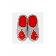 Женские тапочки серые с красной ёлкой р.36-37 закрытые